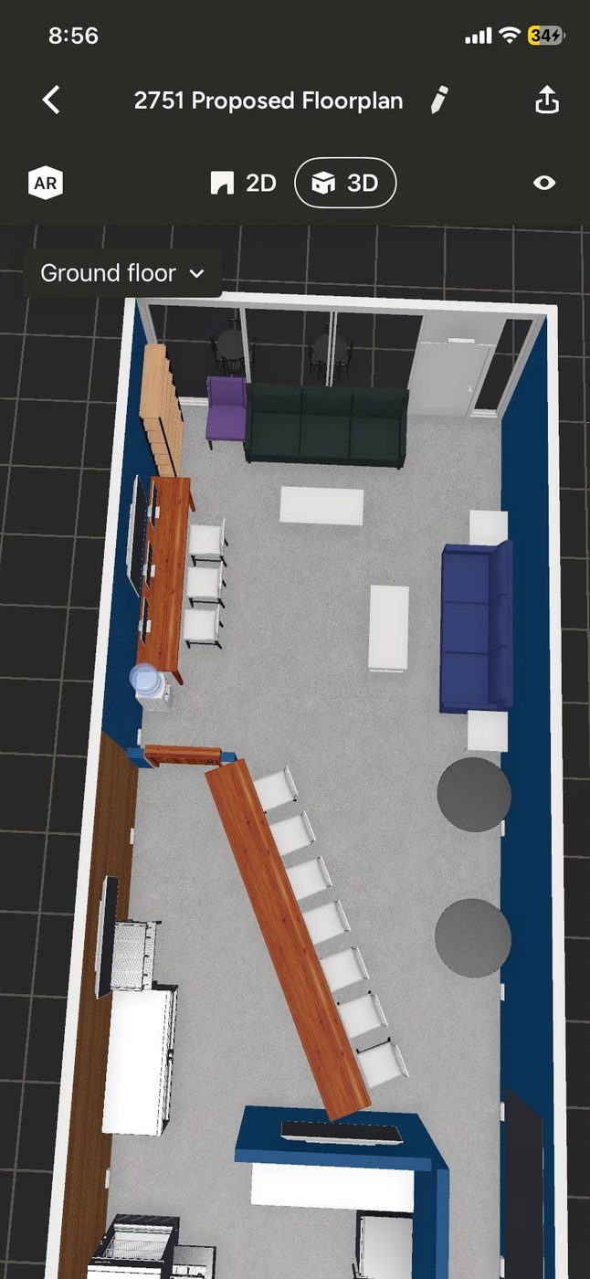 3D — Lounge / Retail Top-Down